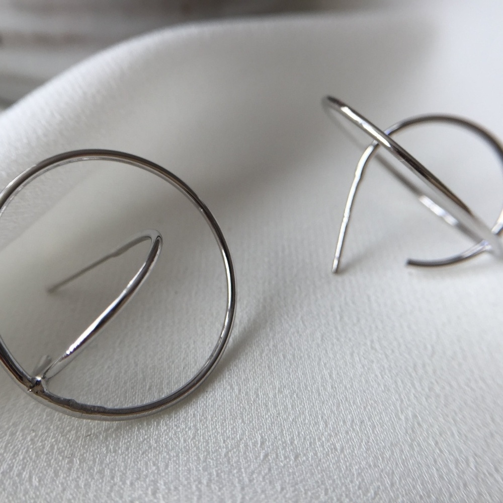 Sterling silver 3d sphere ear rings - Picture 3 of 3